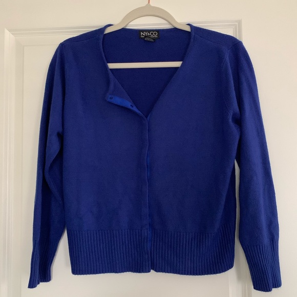 New York & Company Sweaters - New York & Company Fitted Cardigan Medium Blue